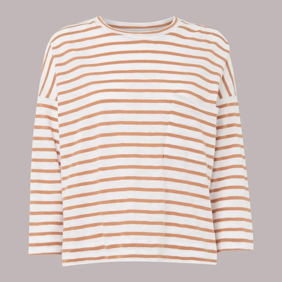 Whistles Stripe Cotton Pocket Top, Size XS - Picture 1 of 4
